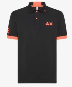 SUN68 – Polo Uomo Logo Fluo S/S Inchiostro Nero