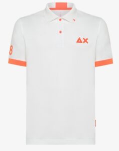 SUN68 – Polo Uomo Logo Fluo S/S Inchiostro Bianco