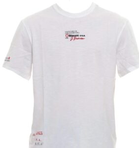 BLAUER – T-Shirt Uomo Fiammata e Ricamata Bianco