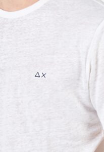 SUN68 – T-Shirt Uomo Linen Solid S/S Bianco Panna