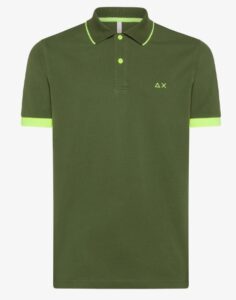 SUN68 – Polo Uomo Small Stripe Fluo S/S Verde Scuro