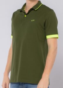 SUN68 – Polo Uomo Small Stripe Fluo S/S Verde Scuro