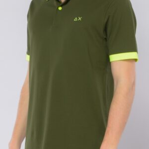 SUN68 – Polo Uomo Small Stripe Fluo S/S Verde Scuro