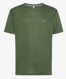 SUN68 – T-Shirt Uomo Linen Solid S/S Verde Scuro