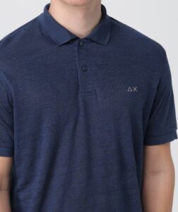 SUN68 – Polo Uomo Linen Solid S/S Blu Navy