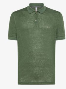 SUN68 – Polo Uomo Linen Solid S/S Verde Scuro