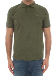 SUN68 – Polo Uomo Linen Solid S/S Verde Scuro