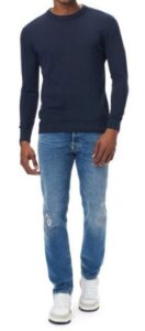 BLAUER – Maglia Uomo Girocollo Ricamato Blu Sodalite