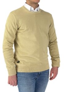 BLAUER – Maglia Uomo Cotone Slim a Tinta Unita Sabbia