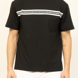 BIKKEMBERGS – T-Shirt Uomo Girocollo con Banda Logata Nero