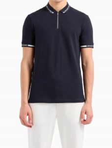 ARMANI EXCHANGE – Polo Uomo in Piquet con Tape Logo Blu
