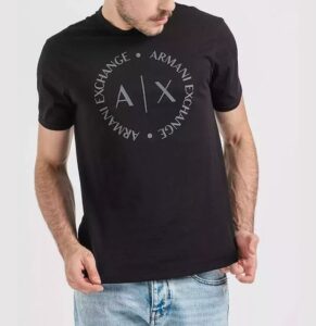 ARMANI EXCHANGE – T-Shirt Uomo Regular Fit in Jersey Nero/Ardesia Scura