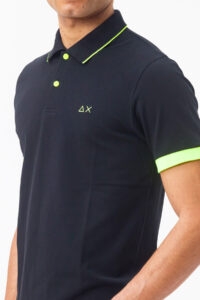 SUN68 – Polo Uomo Small Stripe Fluo S/S Blu Navy