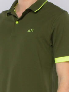 SUN68 – Polo Uomo Small Stripe Fluo S/S Verde Scuro