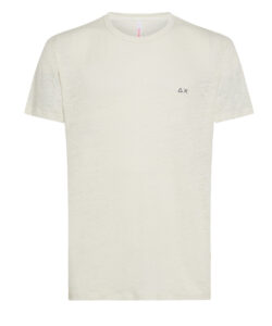 SUN68 – T-Shirt Uomo Linen Solid S/S Bianco Panna
