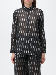ARMANI EXCHANGE – Camicia Donna in Chiffon Jacquard con Dettagli Metal Gold Nero