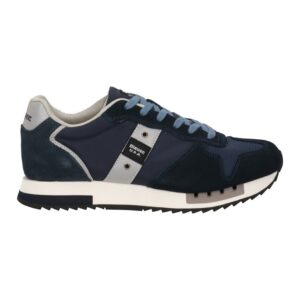 BLAUER – Scarpe Uomo Queens in Tessuto e Camoscio Blu Navy