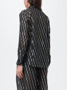 ARMANI EXCHANGE – Camicia Donna in Chiffon Jacquard con Dettagli Metal Gold Nero