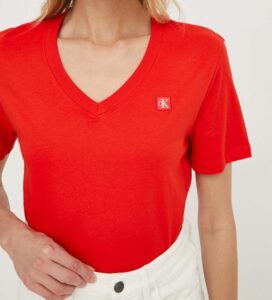 CALVIN KLEIN JEANS – T-Shirt Donna Embro Badge Rosso