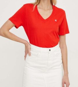 CALVIN KLEIN JEANS – T-Shirt Donna Embro Badge Rosso