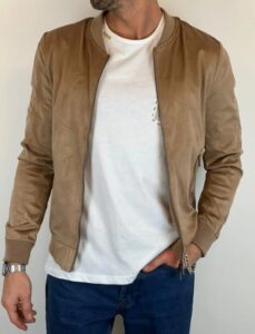 OVER/D – Giubbotto Uomo Modello Bomber Eco-Danetto Beige