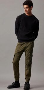 CALVIN KLEIN – Pantaloni Uomo Cargo Lavato Skinny Verde Oliva