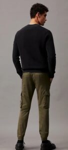 CALVIN KLEIN – Pantaloni Uomo Cargo Lavato Skinny Verde Oliva