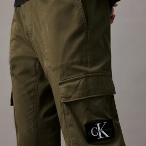 CALVIN KLEIN – Pantaloni Uomo Cargo Lavato Skinny Verde Oliva