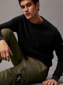CALVIN KLEIN – Pantaloni Uomo Cargo Lavato Skinny Verde Oliva