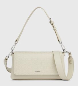 CALVIN KLEIN – Borsa da Spalla Donna con Logo Stoney Beige Epi Mono