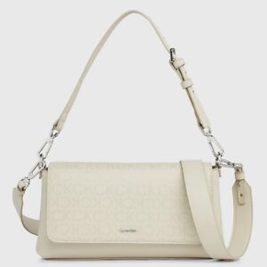 CALVIN KLEIN – Borsa da Spalla Donna con Logo Stoney Beige Epi Mono