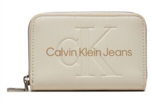 CALVIN KLEIN – Portafoglio Donna con Zip Integrale RFID Beige