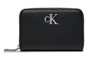 CALVIN KLEIN – Portafoglio Donna con Zip Integrale RFID e Scomparto sul Retro Nero
