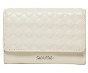 CALVIN KLEIN JEANS – Portafoglio Donna a Tre Ante RFID Trapuntato Piccolo Beige