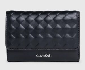 CALVIN KLEIN JEANS – Portafoglio Donna a Tre Ante RFID Trapuntato Piccolo Nero