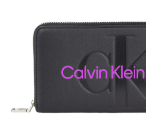 CALVIN KLEIN JEANS – Portafoglio Donna con Zip Integrale e Logo Nero Fashion Violet
