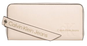 CALVIN KLEIN JEANS – Portafoglio Donna in Ecopelle con Zip Integrale e Logo Rosa