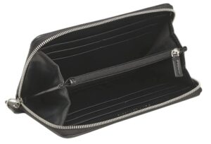 CALVIN KLEIN JEANS – Portafoglio Donna in Ecopelle con Zip Integrale e Logo Nero