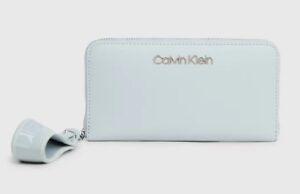CALVIN KLEIN – Portafoglio Donna con Zip Integrale e Borsellino Portamonete da Polso RFID Pigeon