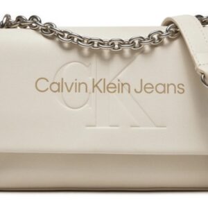 CALVIN KLEIN JEANS – Borsa Donna Sculpted Ew Flap Wichain25 Mono Ecrù