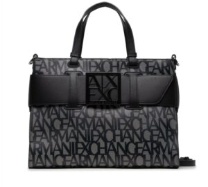 ARMANI EXCHANGE – Borsa Donna Tote Media con Dettaglio a Contrasto Nero/Beige