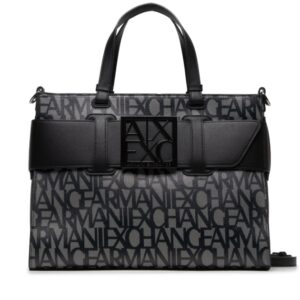 ARMANI EXCHANGE – Borsa Donna Tote Media con Dettaglio a Contrasto Nero/Beige