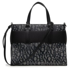 ARMANI EXCHANGE – Borsa Donna Tote Media con Dettaglio a Contrasto Nero/Beige