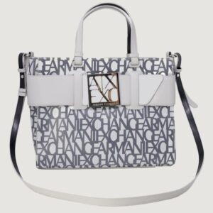 ARMANI EXCHANGE – Borsa Donna Tote Media con Dettaglio a Contrasto Grigio/Bianco Off
