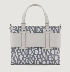 ARMANI EXCHANGE – Borsa Donna Tote Media con Dettaglio a Contrasto Grigio/Bianco Off