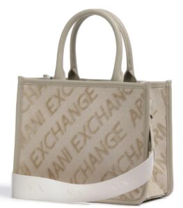 ARMANI EXCHANGE – Borsa Donna a Mano in Cotone e Poliestere Beige
