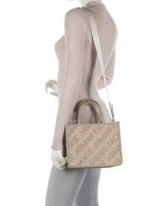 ARMANI EXCHANGE – Borsa Donna a Mano in Cotone e Poliestere Beige