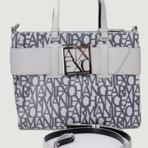 ARMANI EXCHANGE – Borsa Donna Tote Media con Dettaglio a Contrasto Grigio/Bianco Off