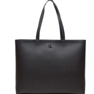 CALVIN KLEIN JEANS – Borsa Donna Minimal Monogram Slim Tote34 Nero/Shiny Gunmetal