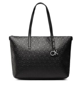 CALVIN KLEIN JEANS – Borsa Donna Ck Must Shopper Mid Embossed Mono Nero